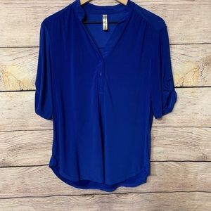 Sapphire blue top with elbow length sleeves